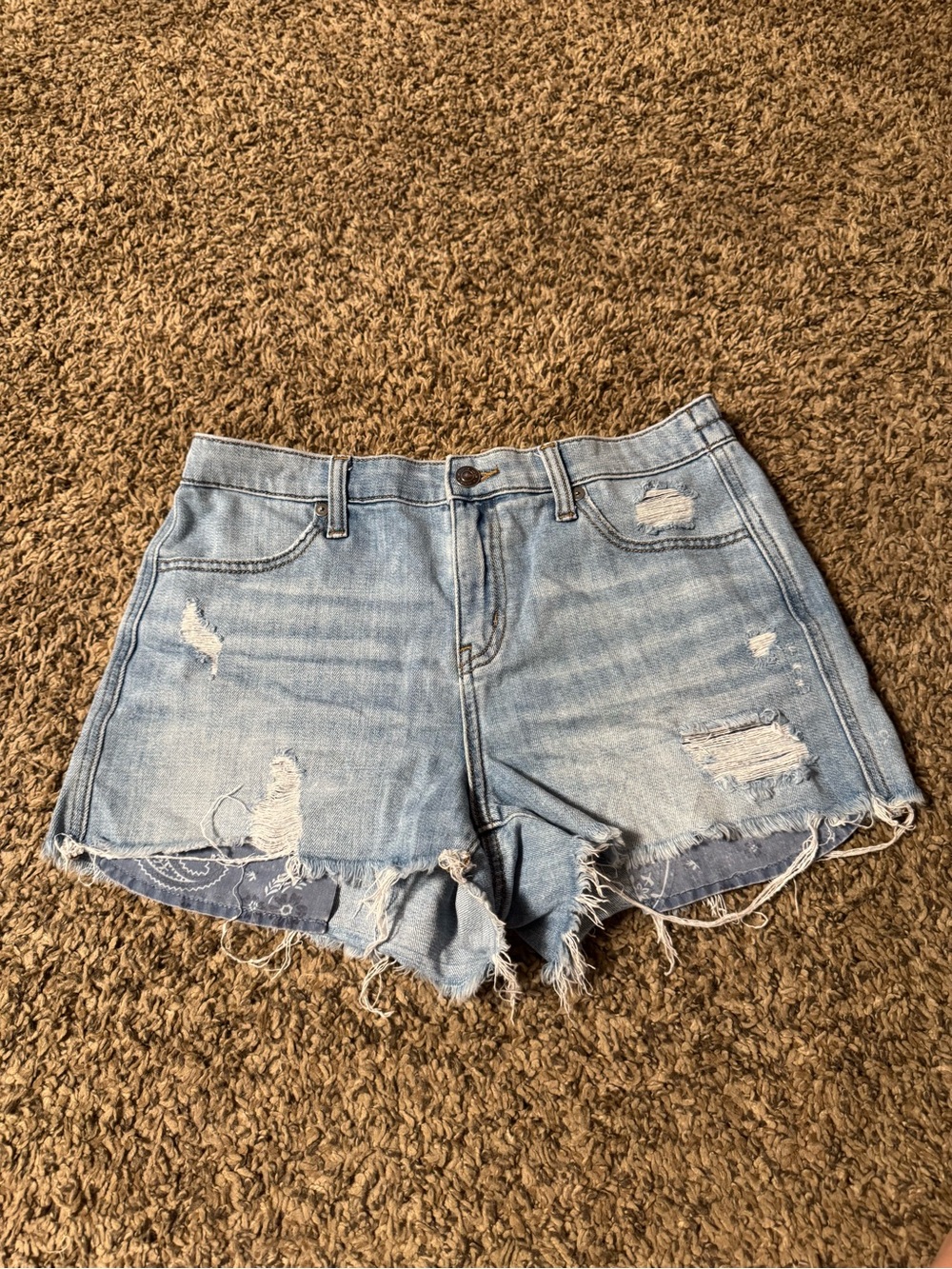 aerie Light Wash Distressed Denim Shorts